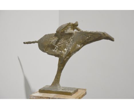 Mary Milner Dickens, Racehorse with Jockey, a maquette, mixed media, width 78cm, height 57cm.Read more on Mary Milner Dickens