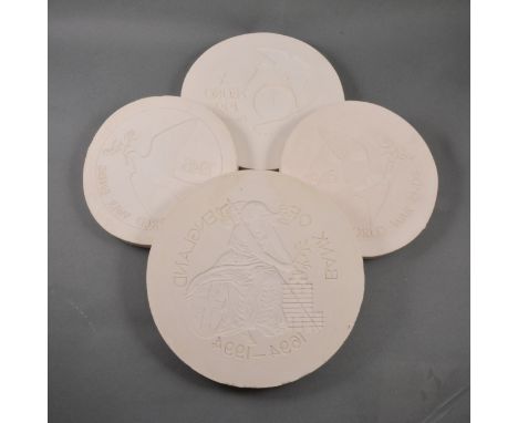 Mary Milner Dickens - a quantity of plaster and rubber coin/ medal dies, including Royal Mint designs for World War Ends, 50t