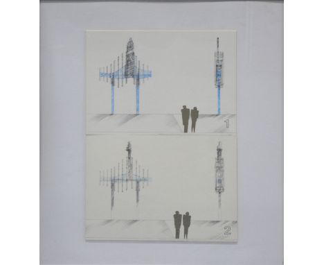 Mary Milner Dickens. Venus Emerging - two drawings for the Westminster City Sculpture Competition, 1986, signed, titled and d