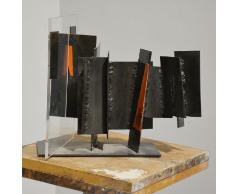 Mary Milner Dickens, Progression - 'Thru', Summer 1971, signed and titled to underside, welded steel, perspex and acrylic, wi