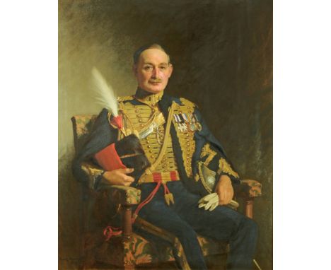 Frank Byrom, oil on canvas, portrait of Major Sir Algar Howard K.C.V.O., M.C., of Thornbury, Greystoke, aged 49, signed and d