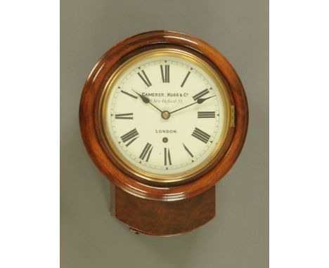 A Victorian mahogany wall clock, the dial marked Camerer Cuss & Co New Oxford Street, with possibly later Winterhalder & Hoff