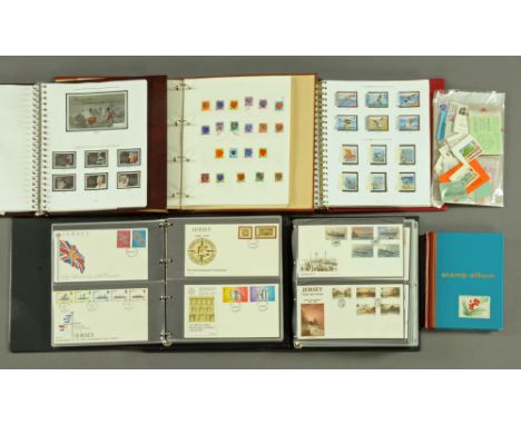 A Collection of Channel Island stamps, two Stanley Gibbons albums of Alderney stamps, two albums of Jersey stamps, two albums