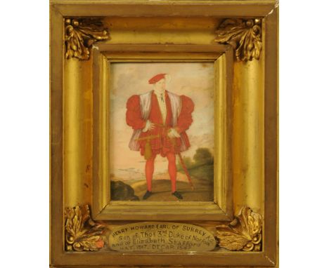 19th century school, miniature watercolour heightened in gilt, portrait of Henry Howard Earl of Surrey (1517-1547), 17 cm x 1