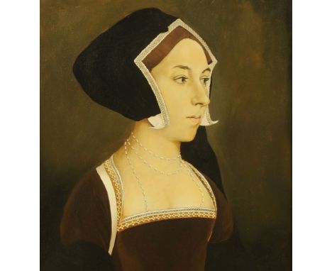 David Morris after Hans Holbein (1497-1543), oil painting, portrait of Queen Anne Boleyn 1507-1536, canvas 79 cm x 66 cm, sig