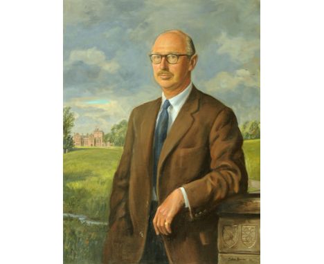 Julian Barrow, oil on canvas, portrait of Stafford Vaughan Stepney Howard (aged 47) dated 1962, in gilt frame, 100 cm x 76 cm