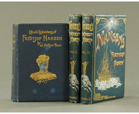 Fridtjof Nansen "Farthest North", two volumes published by George Newnes 1898, with illustrated boards, "Life and Exploration