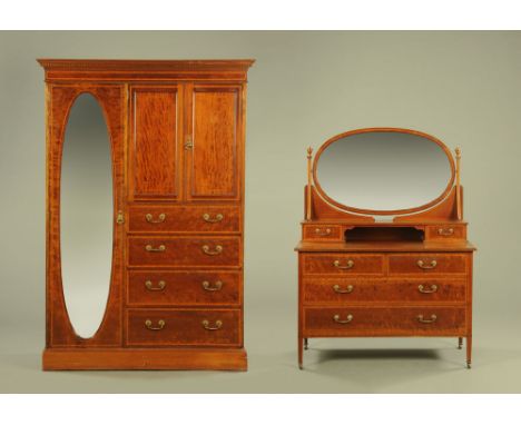 An Edwardian mahogany Compactum wardrobe and dressing table.  Wardrobe 204 cm high, 140 cm wide, 58 cm deep. CONDITION REPORT