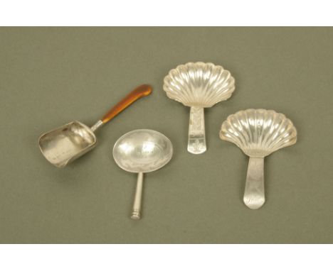 Three George III silver caddy spoons of different design by Wardell & Kempson, all hallmarked for Birmingham between 1806 and