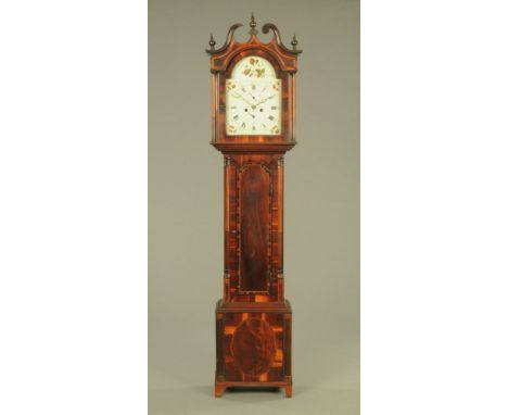 An early 19th century mahogany and rosewood banded longcase clock by Creighton of Dundee, with eight day striking movement an