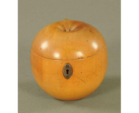 A George III fruitwood apple form tea caddy. 13 cm high  (see illustration).