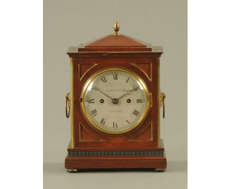 A 19th century mahogany cased mantle clock, with two train fusee movement, the dial inscribed James McCabe, London.  Height 2