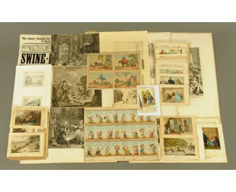 A large collection of 18th and early 19th century original prints, including examples by Rowlandson, Hogarth, Cruickshank etc