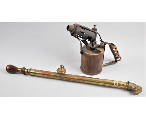 A Vintage Brass Blow Torch and a Vintage Brass Garden Spray 