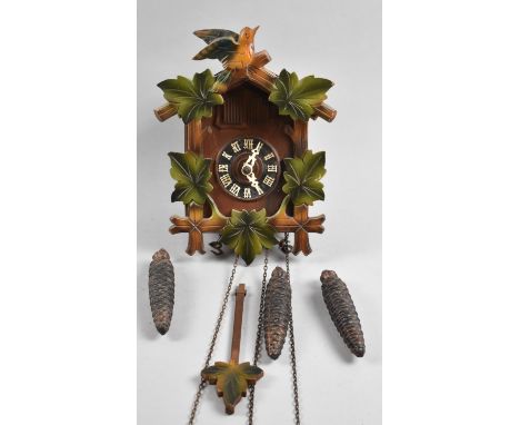 A Mid 20th Century Souvenir Swiss Cuckoo Clock with Three Weights, 24cm High 