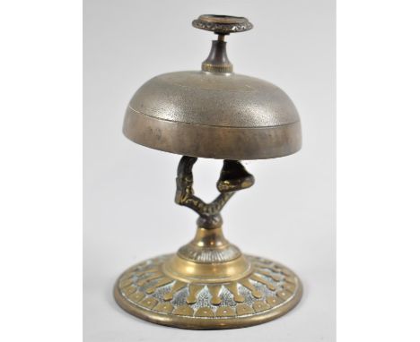 A Vintage Brass Countertop Reception Bell, 13cm high, Working 