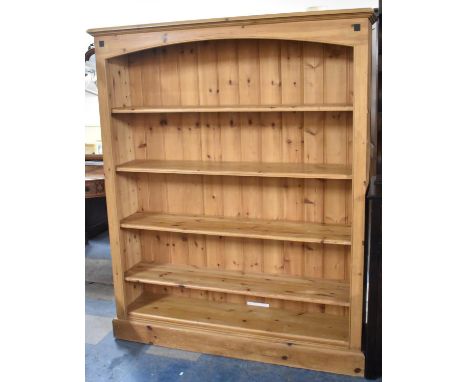 A Modern Pine Five Shelf Open Bookcase, 137cm Wide 