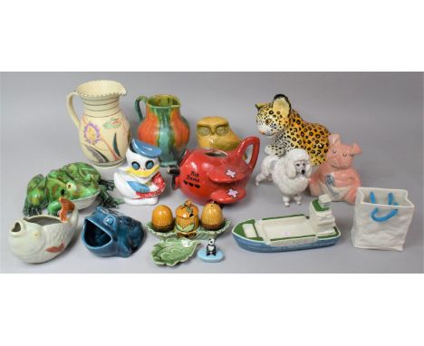 A Collection of Mixed Ceramics to Include Animal Ornaments, Cruet Set, Honiton Jug, Royal Doulton Poodle (Table AF), Carltonw