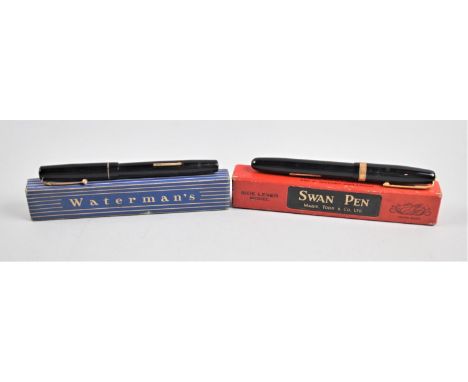 Two Vintage Pens, both Boxed, Watermans with Instruction Leaflet and Swan Pen, Side Lever Model, by Mabie Todd &amp; Co. Ltd,