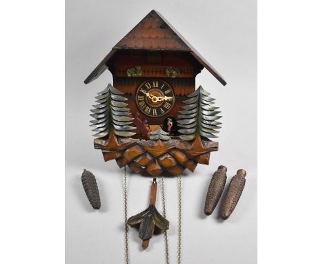 A Mid 20th Century Swiss Three Weight Cuckoo Clock, 26cm High 