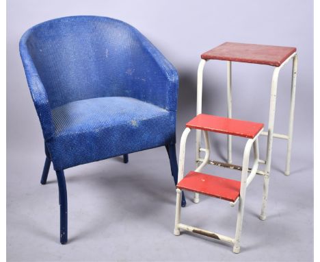 A Loom Style Tub Chair and Vintage Step Stool 