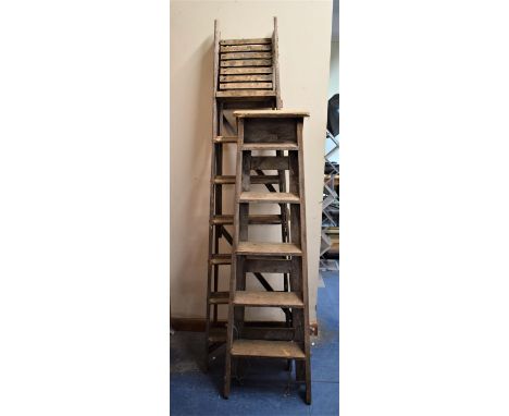 Two Vintage Wooden Step Ladders 