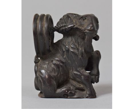 A Small Carved Netsuke Type Study of a Ram, 4cm high 