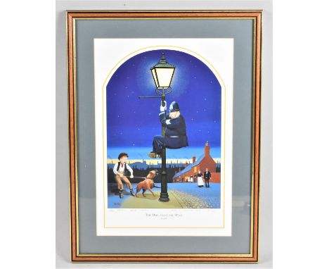A Framed Print, The Dog and Lamp Post Having Handwritten Dedication by the Artist John R Edwards, 25x36cm 