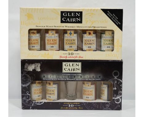 TWO MINIATURE SETS FROM GLEN CAIRN
comprising: one Glen Cairn Regions of Scotland Malts Collection (5 x 10 Year Old Single Ma