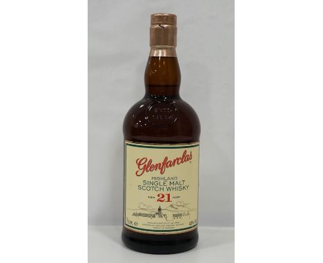 GLENFARCLAS 21YO
A nice bottle of the Glenfarclas 21 Year Old Single Malt Scotch Whisky.  700ml.  43% abv.  Level mid-low nec