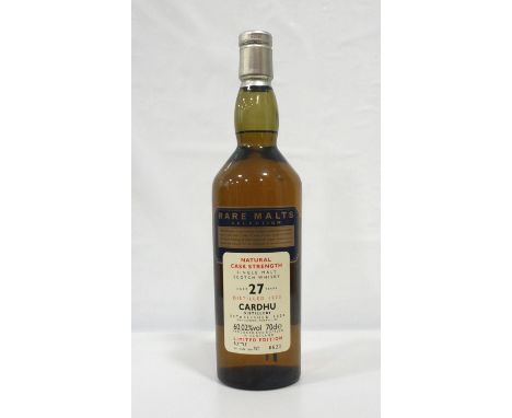 CARDHU 27Y0 RARE MALTS
A rare bottle of the Cardhu 27 Year Old Single Malt Scotch Whisky distilled in 1973 and bottled in 200