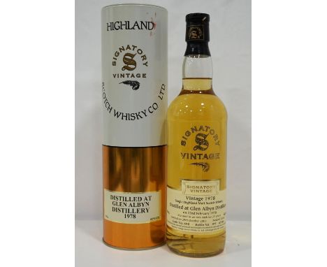 GLEN ALBYN 1978 - SIGNATORY
A rare bottle of single malt from another silent distillery.  Glen Albyn 1978 Single Malt Scotch 