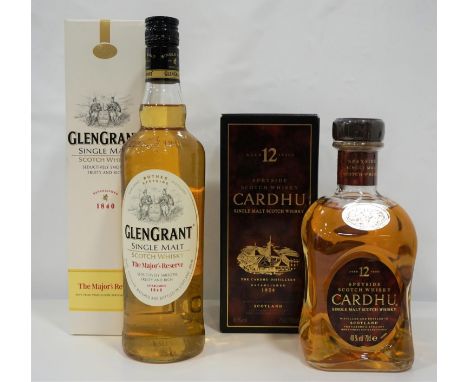 TWO SINGLE MALTS
A brace of Single Malts comprising: one Cardhu 12 Year Old Single Malt Scotch Whisky, 70cl/ 40% abv.  Level 
