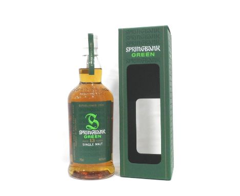 SPRINGBANK GREEN 13YO
A bottle of the Springbank Green 13 Year Old Single Malt Scotch Whisky produced exclusively with Organi