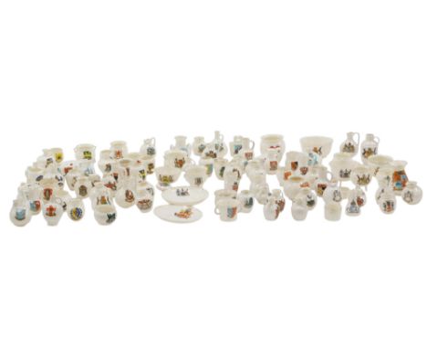 A large quantity of Crested china, mainly small vessels, various makers and places, Goss vessel from Derwent Castle, etc. (a 