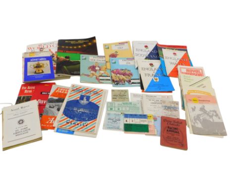 A quantity of sporting programmes and tickets, to include horse racing, Davies Cup Tennis 1963 vs Sweden programmed including