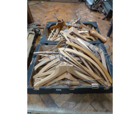 Quantity vintage wooden coat hangers (2 boxes)