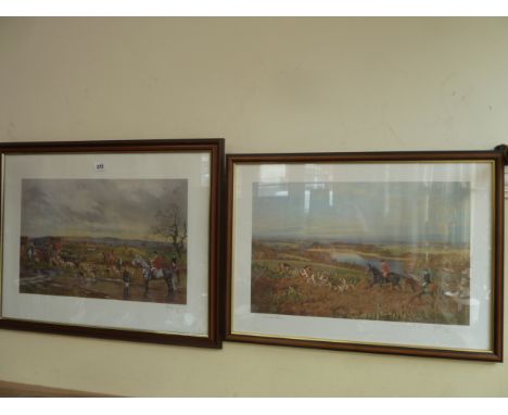 Pair signed hunting prints - John King 