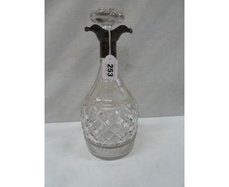 Silver mounted cut glass decanter - Sheffield 1919 