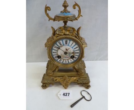 French ormolu and enamel pendulum mantel clock - H P &amp; Co 