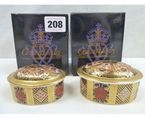 Royal Crown Derby Imari oval trinket boxes (2) 