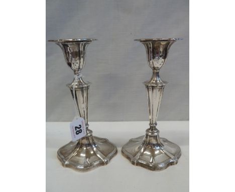 Pair filled silver candlestick - Sheffield 1906 - C &amp; S Co Ltd (7" tall) 