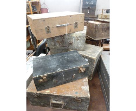 Quantity vintage wooden toolboxes etc 