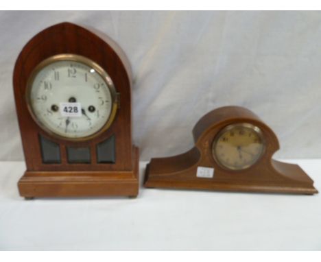 Gothic chimney mantle clock and another (2)