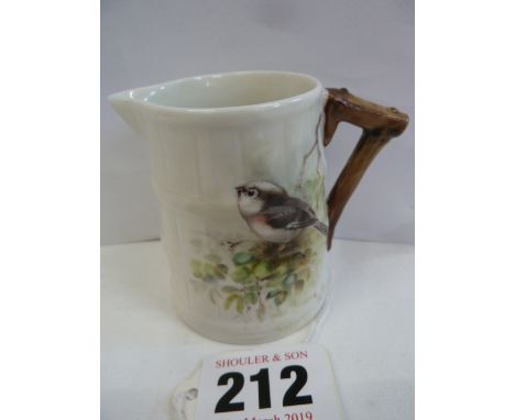Royal Worcester barrel form jug - hand painted Chaffinch signed Powell (2 1/2" tall) 