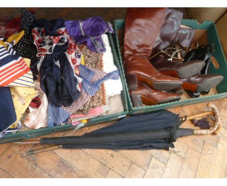 Vintage ladies silk scarves, boots etc 