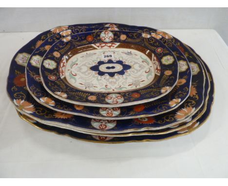 19thC Ashworth ironstone Imari meat plates (5) 