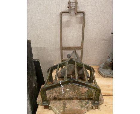 Cast iron boot scrapers, drain hopper (3) 