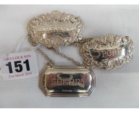 Silver decanter labels (3)