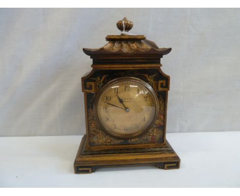 Chinoiserie lacquered mantle clock - Knighton &amp; Son, Northampton 
